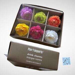 Pier 1 Imports Faux Flower 6-Count Stemware Drink Charms